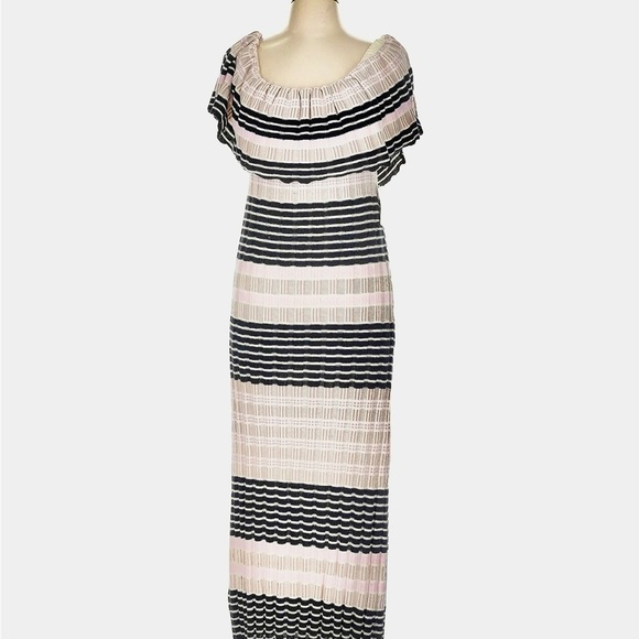 Free People Striped Off-Shoulder Dress Size Large - Picture 2 of 5